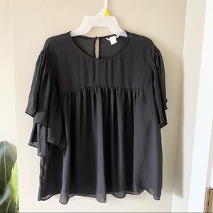 H&M black sheer blouse